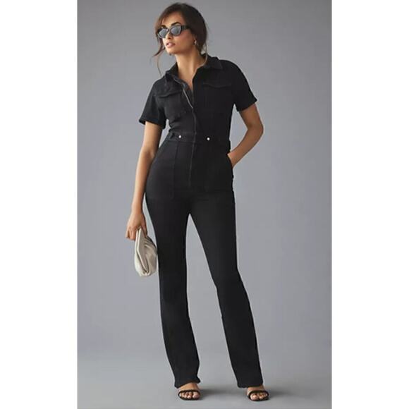 Good American Fit For Success Jumpsuit Denim Black NWTS